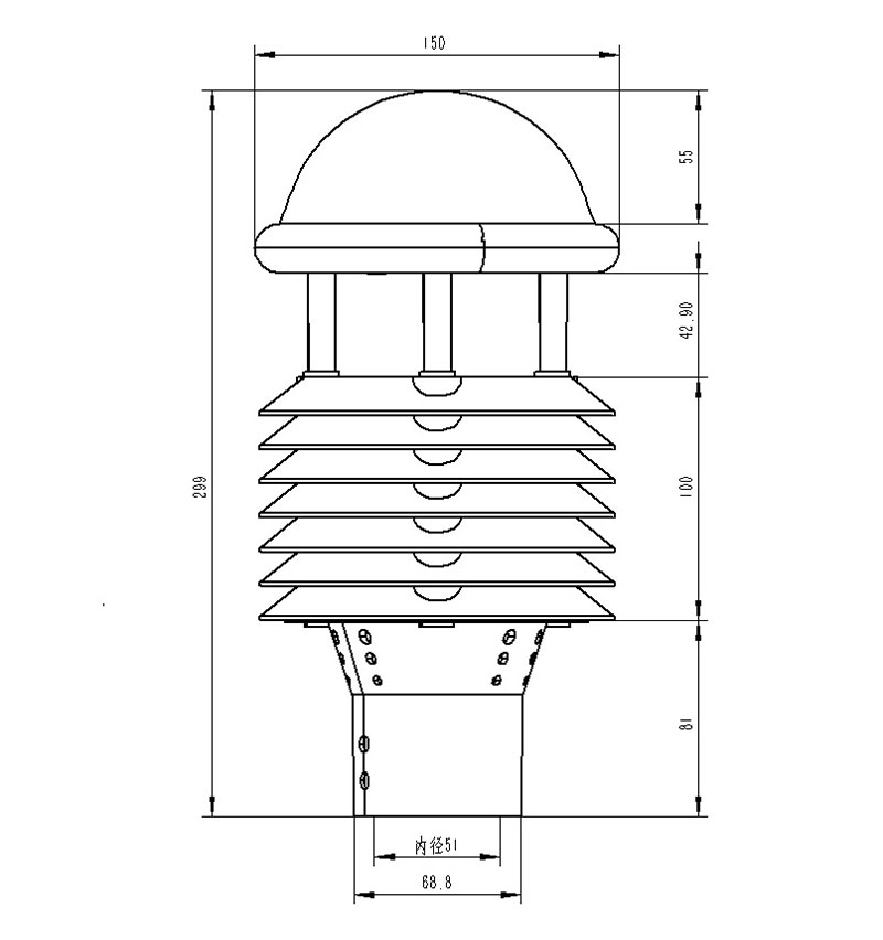 氣象環(huán)境監(jiān)測傳感器產品尺寸圖