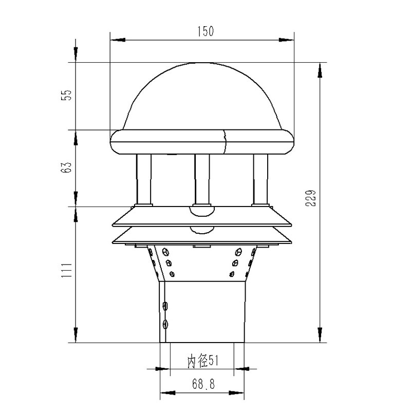 光學雨量傳感器廠家產(chǎn)品尺寸圖