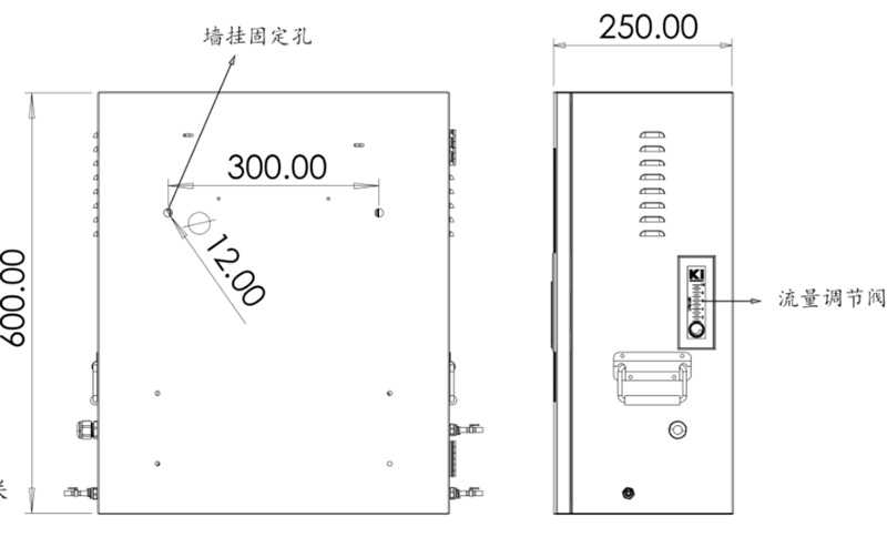 水質ph電導率濁度在線監(jiān)測設備側視圖